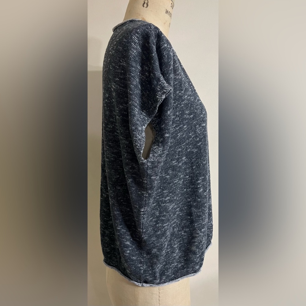 Eileen Fisher Cape Poncho XL Gray Tweed Organic Linen Cotton Knit Sleeveless Top - Picture 4 of 8